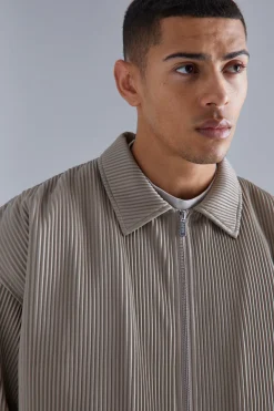 Veste Harrington en synthétique plissé boxy