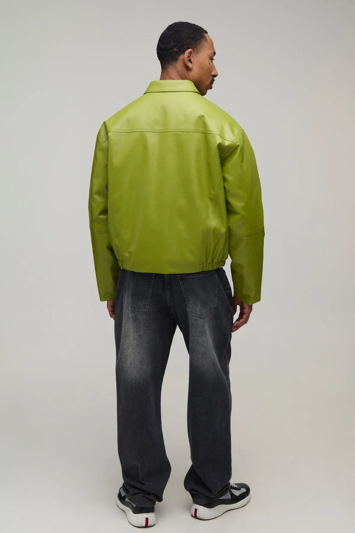 boohooMAN Veste Harrington En Synthétique À Panneaux Coupe Ample<Homme Manteaux Et Vestes