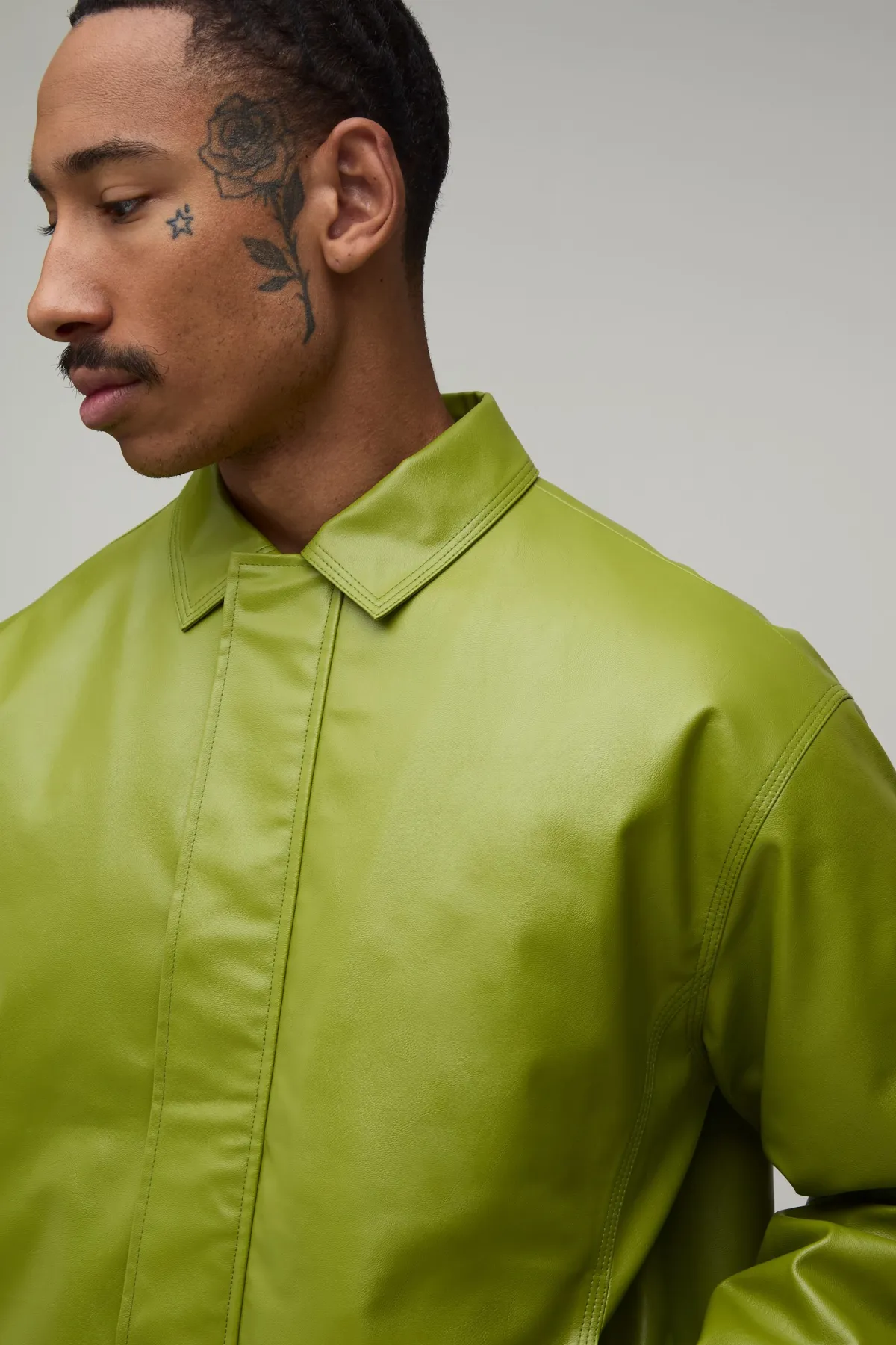 boohooMAN Veste Harrington En Synthétique À Panneaux Coupe Ample<Homme Manteaux Et Vestes