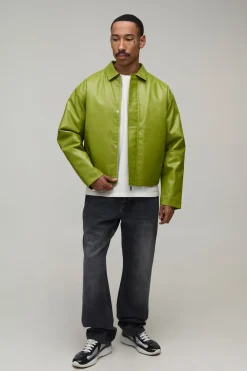 boohooMAN Veste Harrington En Synthétique À Panneaux Coupe Ample<Homme Manteaux Et Vestes