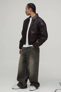 boohooMAN Veste Harrington En SYNTHÉTIQUE Tissé Avec Ourlet Élastiqué<Homme Manteaux Et Vestes