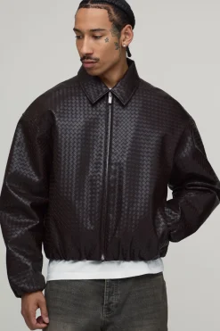 boohooMAN Veste Harrington En SYNTHÉTIQUE Tissé Avec Ourlet Élastiqué<Homme Manteaux Et Vestes