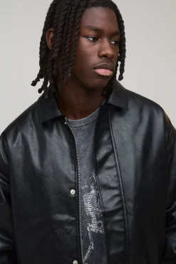 boohooMAN Veste Harrington En Synthétique À Panneaux Coupe Ample<Homme Manteaux Et Vestes