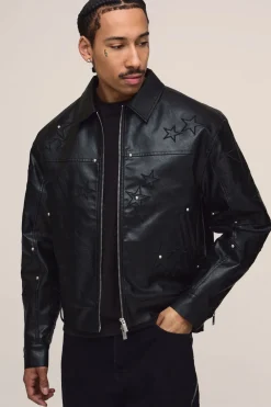 Veste Harrington En Synthétiquecuir Avec Appliqué Étoile
