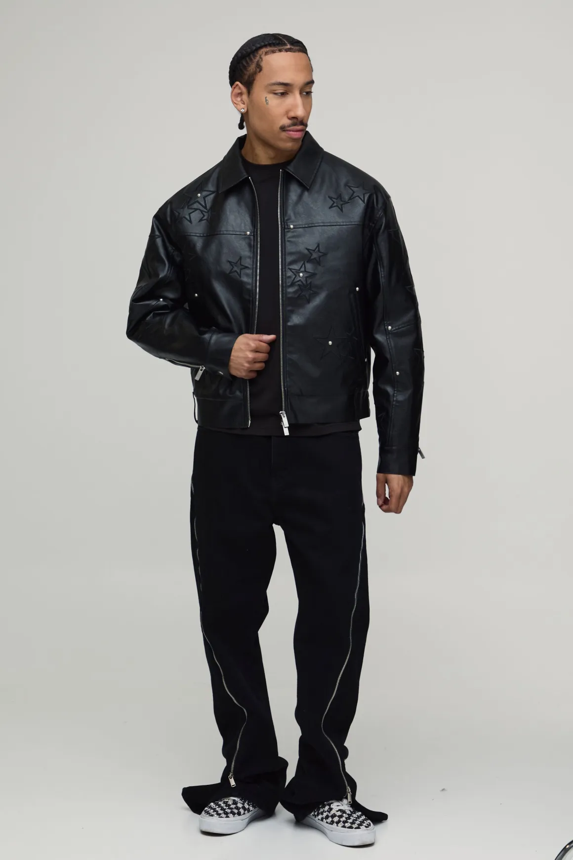 Veste Harrington En Synthétiquecuir Avec Appliqué Étoile