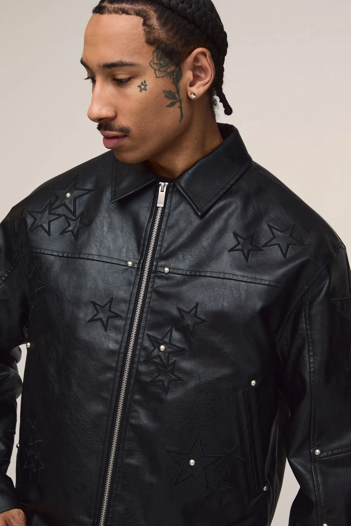 Veste Harrington En Synthétiquecuir Avec Appliqué Étoile