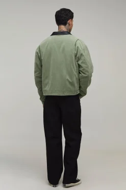 boohooMAN Veste Harrington Grande Taille En Synthétique Col Contrasté<Homme Tout Afficher|Vestes & Manteaux Tall