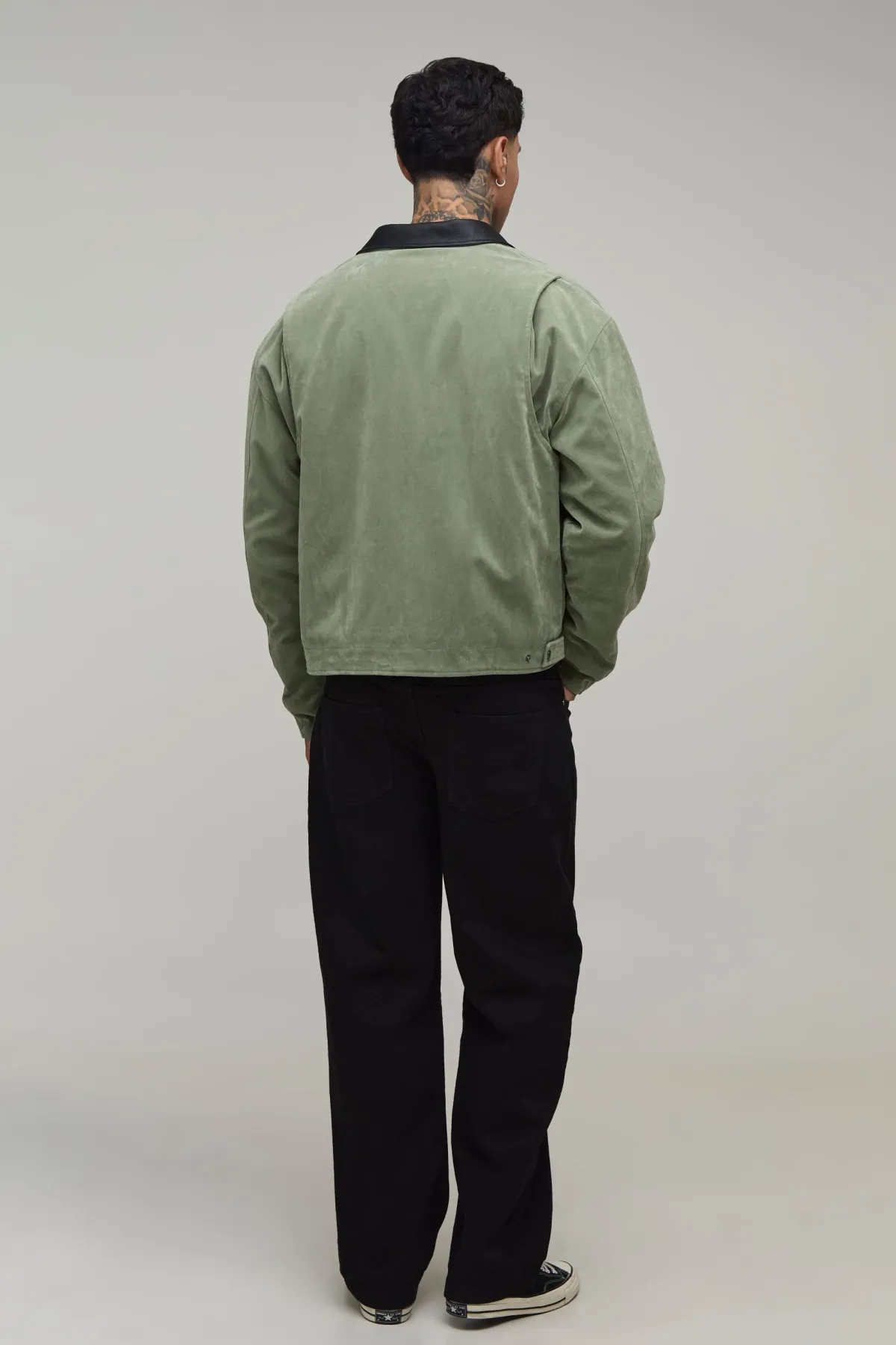 boohooMAN Veste Harrington Grande Taille En Synthétique Col Contrasté<Homme Tout Afficher|Vestes & Manteaux Tall