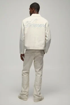 Veste Harrington Homme Boxy Twill à Applique en Corde