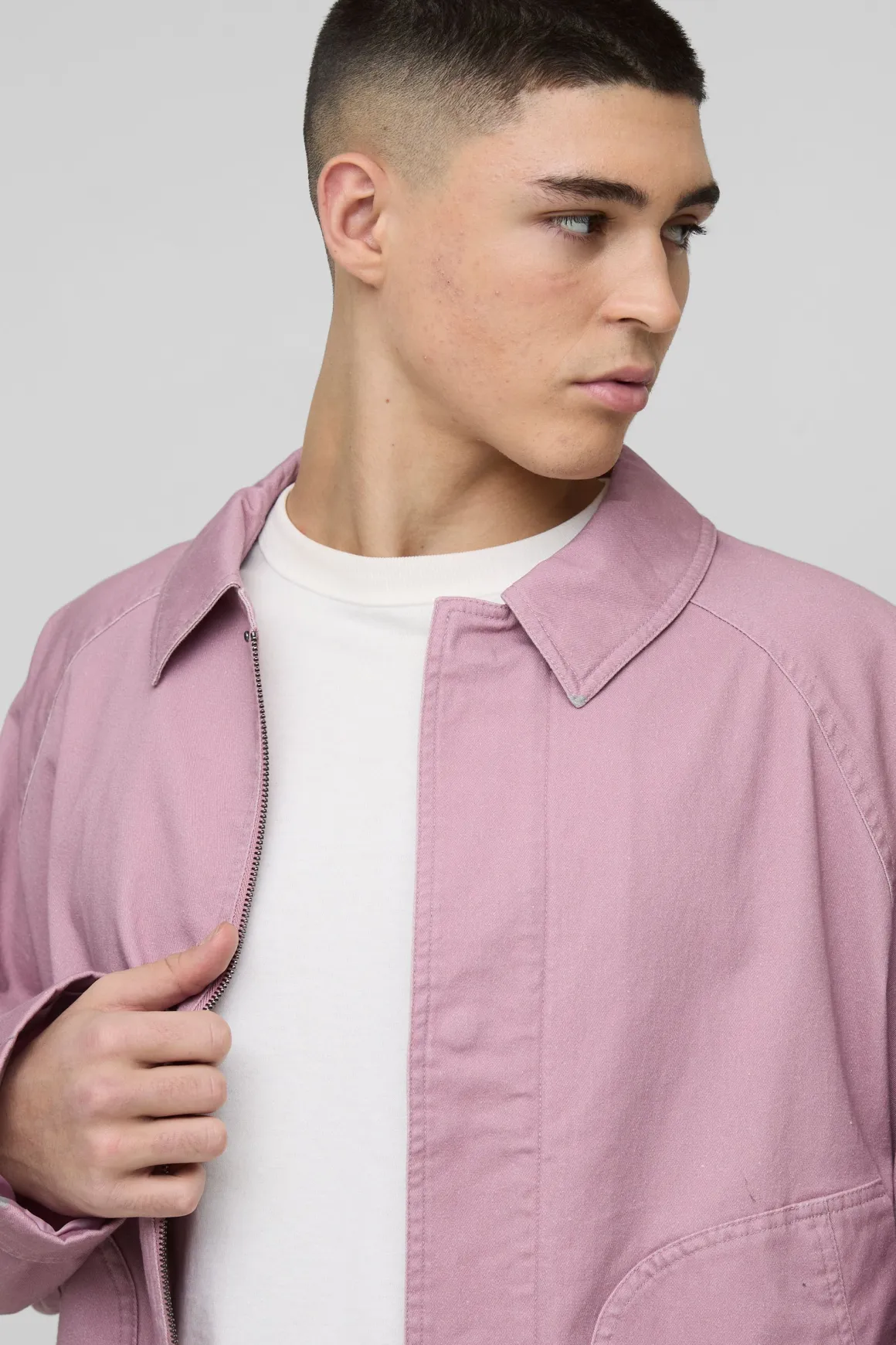 Veste Harrington Homme Oversize Boxy Raglan en Sergé