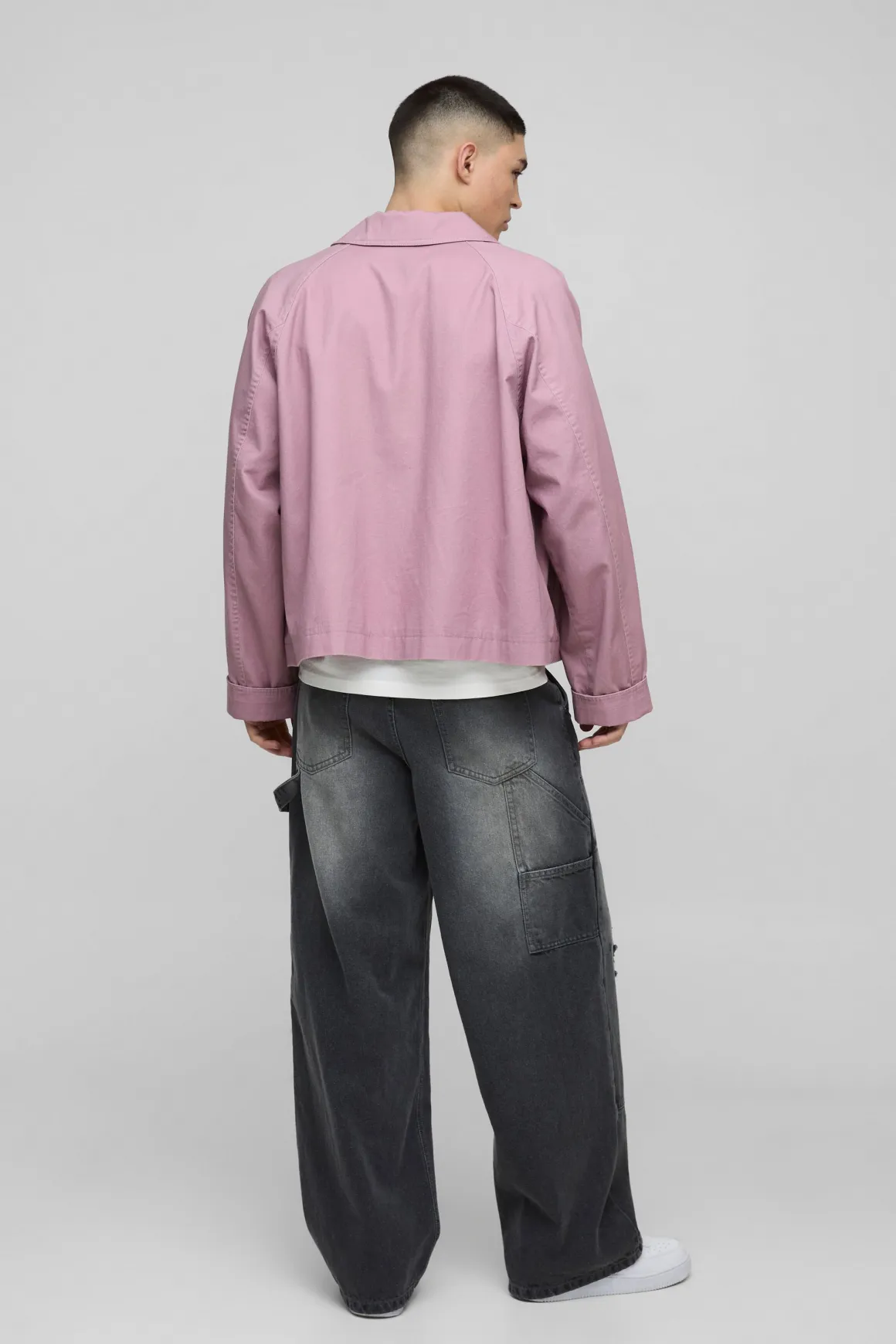 Veste Harrington Homme Oversize Boxy Raglan en Sergé