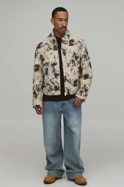 boohooMAN Veste Harrington Jacquard<Homme Manteaux Et Vestes