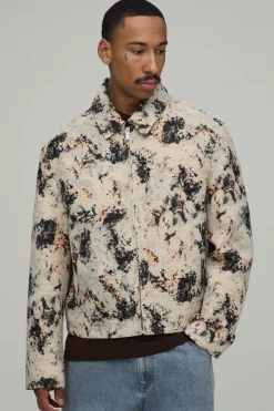 boohooMAN Veste Harrington Jacquard<Homme Manteaux Et Vestes