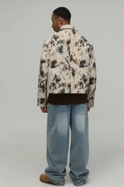 boohooMAN Veste Harrington Jacquard<Homme Manteaux Et Vestes
