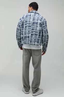 boohooMAN Veste Harrington Jacquard Texturée Coupe Ample<Homme Manteaux Et Vestes