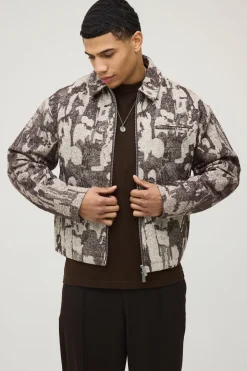 Veste Harrington Jacquard Texturée Coupe Ample