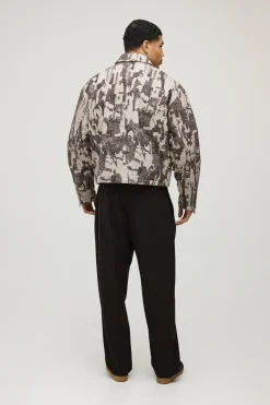 Veste Harrington Jacquard Texturée Coupe Ample