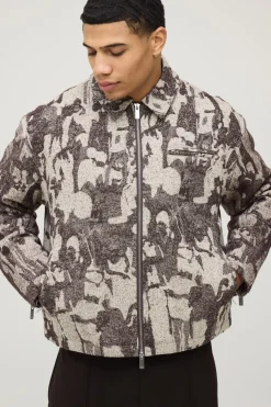 Veste Harrington Jacquard Texturée Coupe Ample