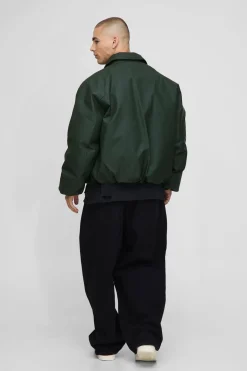 boohooMAN Veste Harrington matelassée en synthétique, à coupe boxy et caoutchoutée.<Homme Manteaux Et Vestes
