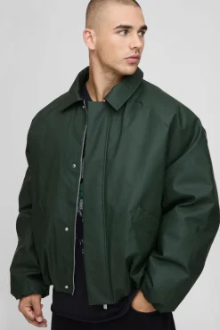 boohooMAN Veste Harrington matelassée en synthétique, à coupe boxy et caoutchoutée.<Homme Manteaux Et Vestes