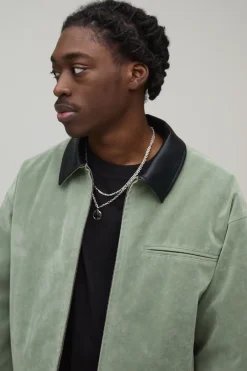Veste Harrington Oversize Boxy En Synthétique Avec Col Contrastant