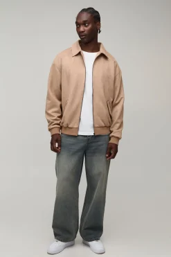 boohooMAN Veste Harrington Oversize Carrée En Synthétique Tall<Homme Tout Afficher|Vestes & Manteaux Tall