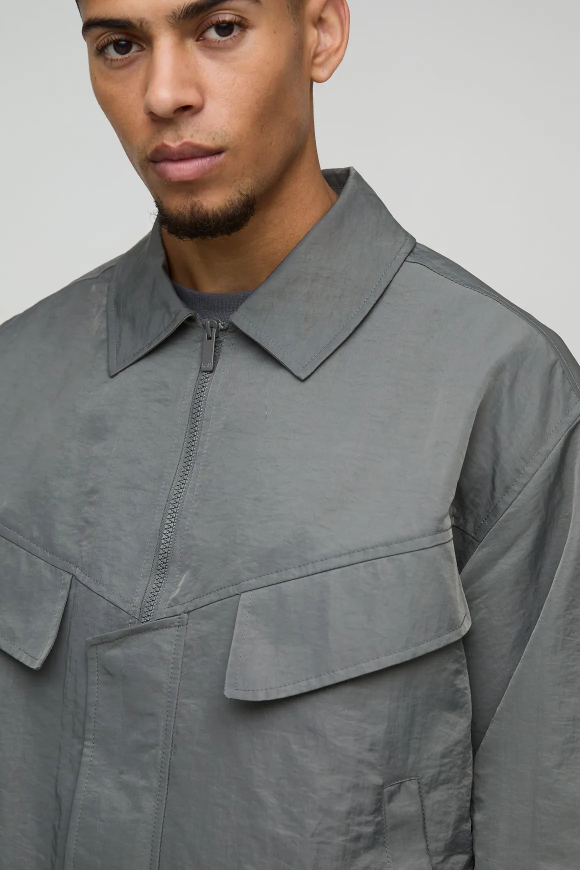 Veste Harrington oversize à coupe boxy en nylon à effet pêche avec poche