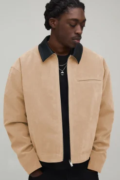 Veste Harrington Oversize En Synthétique Avec Col Contrasté
