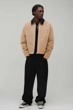 Veste Harrington Oversize En Synthétique Avec Col Contrasté