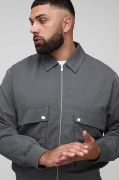 boohooMAN Veste Harrington Plus à poche cargo utilitaire technique<Homme Vestes & Manteaux Grande Taille|Tout Afficher