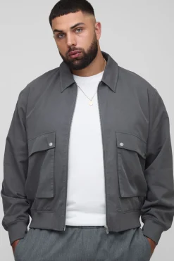 boohooMAN Veste Harrington Plus à poche cargo utilitaire technique<Homme Vestes & Manteaux Grande Taille|Tout Afficher