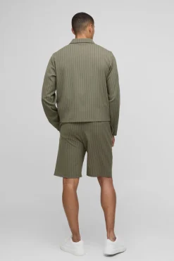 boohooMAN Veste Harrington à rayures coupe régulière<Homme Manteaux Et Vestes