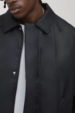 Veste Harrington rembourrée à col en synthétique, de coupe longue et carrée