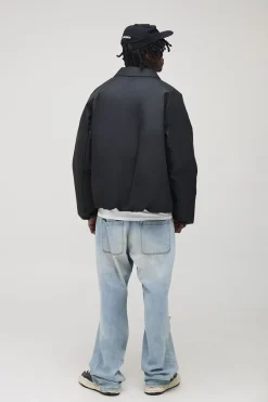 Veste Harrington rembourrée à col en synthétique, de coupe longue et carrée