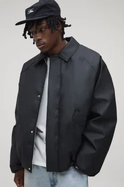 Veste Harrington rembourrée à col en synthétique, de coupe longue et carrée