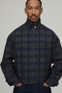 Veste Harrington Réversible À Carreaux En Sergé Coupe Ample