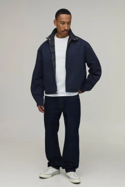 Veste Harrington Réversible À Carreaux En Sergé Coupe Ample