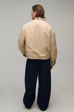 Veste Harrington Réversible En Sergé À Carreaux Coupe Ample