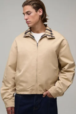 Veste Harrington Réversible En Sergé À Carreaux Coupe Ample