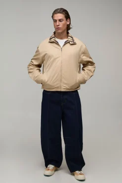 Veste Harrington Réversible En Sergé À Carreaux Coupe Ample