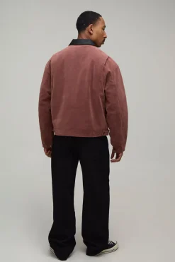 boohooMAN Veste Harrington Surdimensionnée Boxy En Synthétique Avec Col Contrastant<Homme Manteaux Et Vestes
