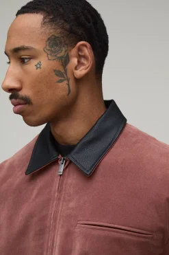 boohooMAN Veste Harrington Surdimensionnée Boxy En Synthétique Avec Col Contrastant<Homme Manteaux Et Vestes