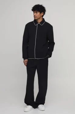 Veste Harrington Tall Ajustée Zippée À Passepoil Contrasté Coordonné