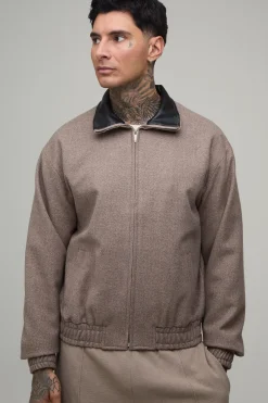 Veste Harrington Tall Coupe Regular Col Contrastant À Rabat Montant