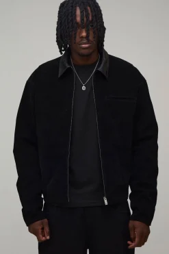 boohooMAN Veste Harrington Tall Oversize En Synthétique Avec Col Contrasté<Homme Tout Afficher|Vestes & Manteaux Tall