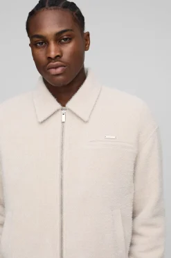 boohooMAN Veste Harrington texturée à coupe boxy<Homme Manteaux Et Vestes