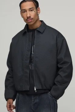 Veste Harrington Texturée Effet Peau De Pêche