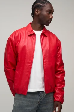 Veste Harrington Texturée En Synthétiquecuir Coupe Ample Grande Taille