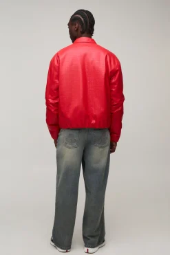 Veste Harrington Texturée En Synthétiquecuir Coupe Ample Grande Taille