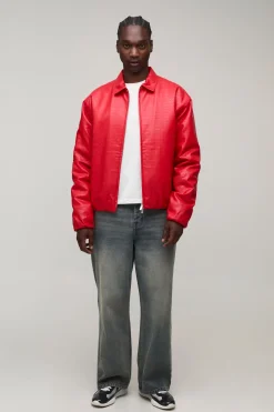 Veste Harrington Texturée En Synthétiquecuir Coupe Ample Grande Taille